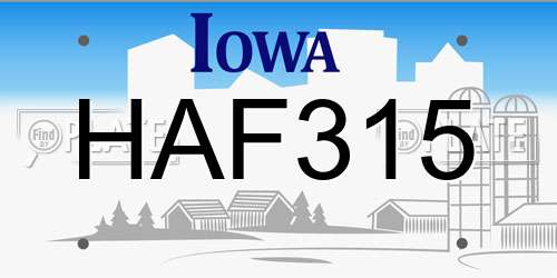 HAF315 Iowa License Plate
