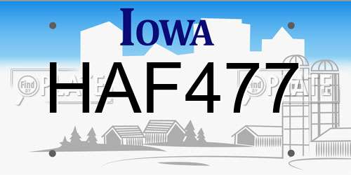 HAF477 Iowa License Plate