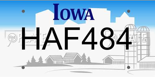 HAF484 Iowa License Plate