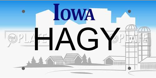 HAGY Iowa License Plate
