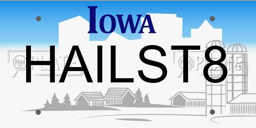 HAILST8 Iowa License Plate