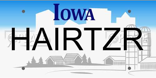 HAIRTZR Iowa License Plate