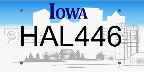 HAL446 Iowa License Plate