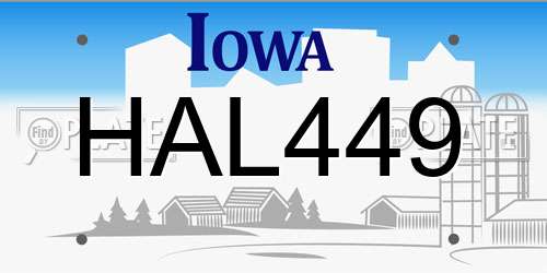 HAL449 Iowa License Plate