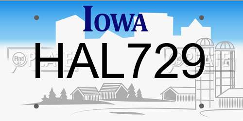 HAL729 Iowa License Plate
