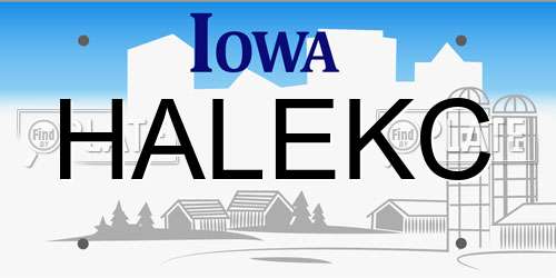 HALEKC Iowa License Plate