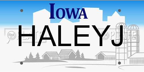 HALEYJ Iowa License Plate