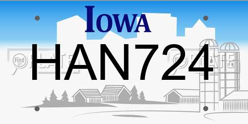 HAN724 Iowa License Plate
