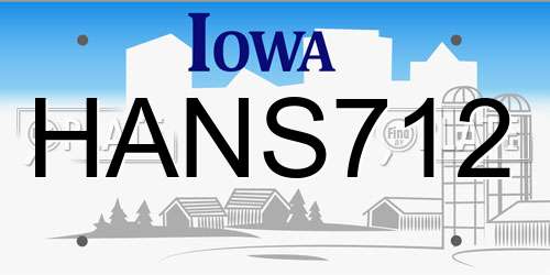 HANS712 Iowa License Plate