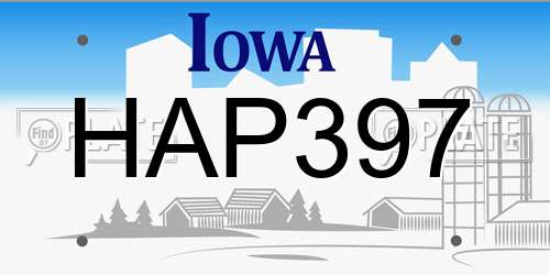 HAP397 Iowa License Plate