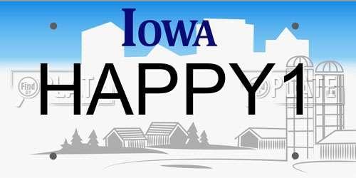 HAPPY1 Iowa License Plate