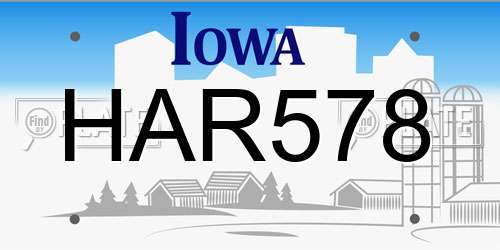 HAR578 Iowa License Plate