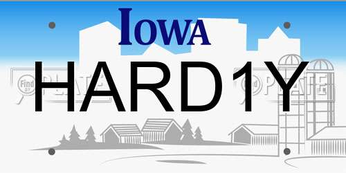 HARD1Y Iowa License Plate