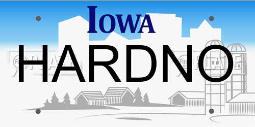 HARDNO Iowa License Plate