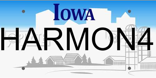 HARMON4 Iowa License Plate