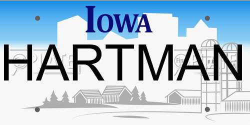 HARTMAN Iowa License Plate