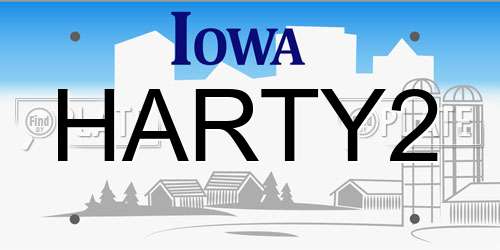 HARTY2 Iowa License Plate