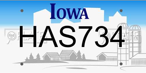 HAS734 Iowa License Plate