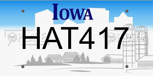 HAT417 Iowa License Plate