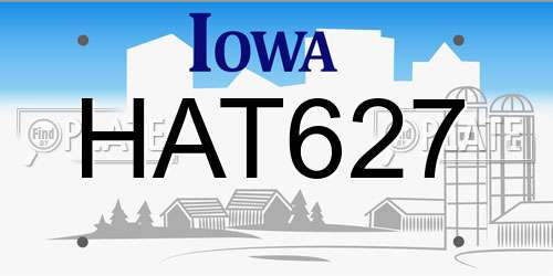 HAT627 Iowa License Plate