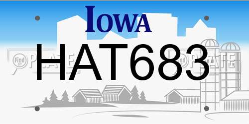 HAT683 Iowa License Plate