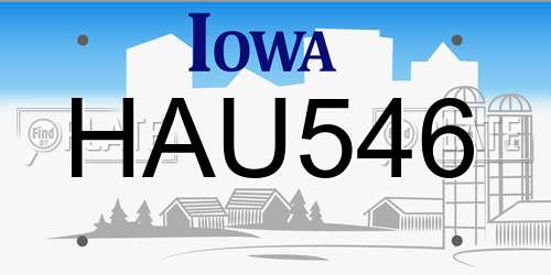 HAU546 Iowa License Plate