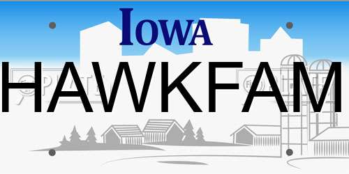 HAWKFAM Iowa License Plate