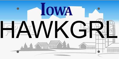 HAWKGRL Iowa License Plate