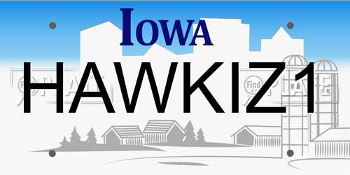 HAWKIZ1 Iowa License Plate