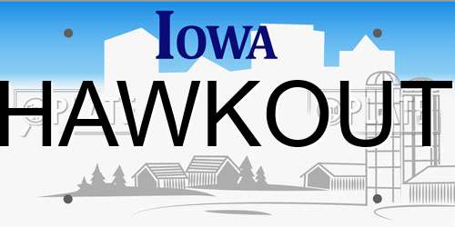 HAWKOUT Iowa License Plate