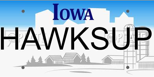 HAWKSUP Iowa License Plate