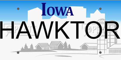 HAWKTOR Iowa License Plate