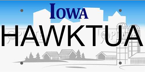 HAWKTUA Iowa License Plate