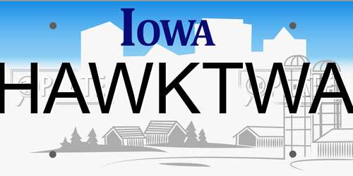 HAWKTWA Iowa License Plate
