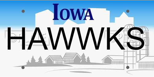 HAWWKS Iowa License Plate