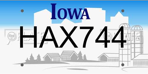 HAX744 Iowa License Plate