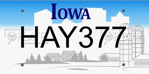 HAY377 Iowa License Plate