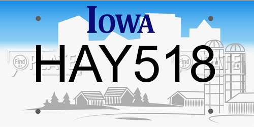 HAY518 Iowa License Plate
