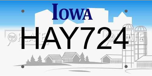 HAY724 Iowa License Plate