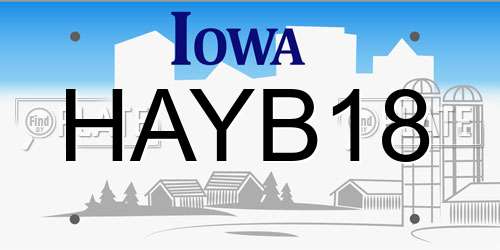 HAYB18 Iowa License Plate