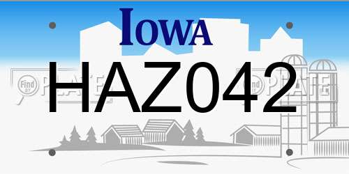 HAZ042 Iowa License Plate