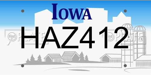 HAZ412 Iowa License Plate