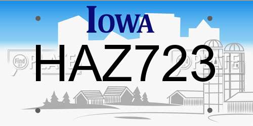 HAZ723 Iowa License Plate