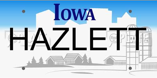 HAZLETT Iowa License Plate