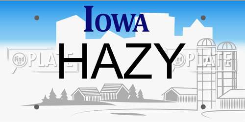 HAZY Iowa License Plate