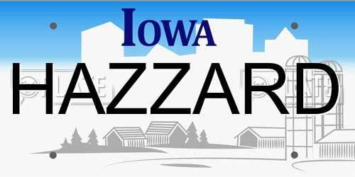 HAZZARD Iowa License Plate