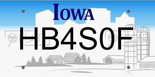 HB4S0F Iowa License Plate