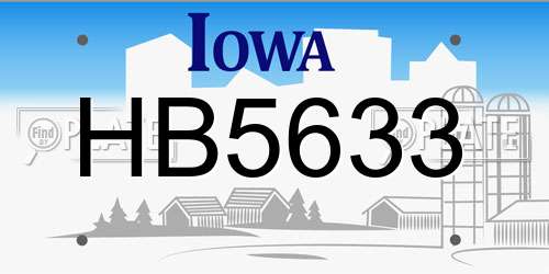 HB5633 Iowa License Plate