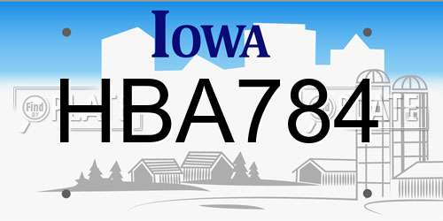 HBA784 Iowa License Plate