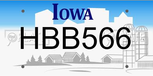 HBB566 Iowa License Plate